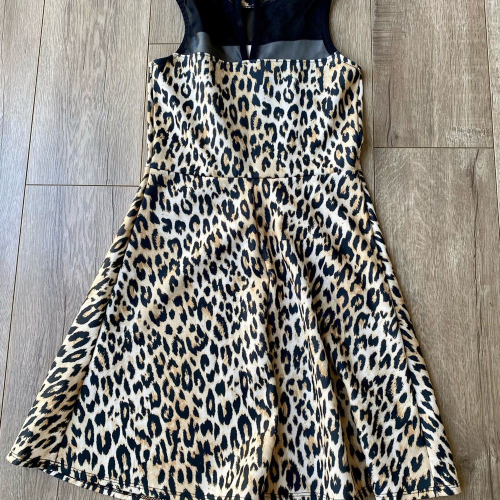 GIRLS SZ 9/10 RIVER ISLAND LEOPARD/BLK  DRESS - Picture 3 of 7